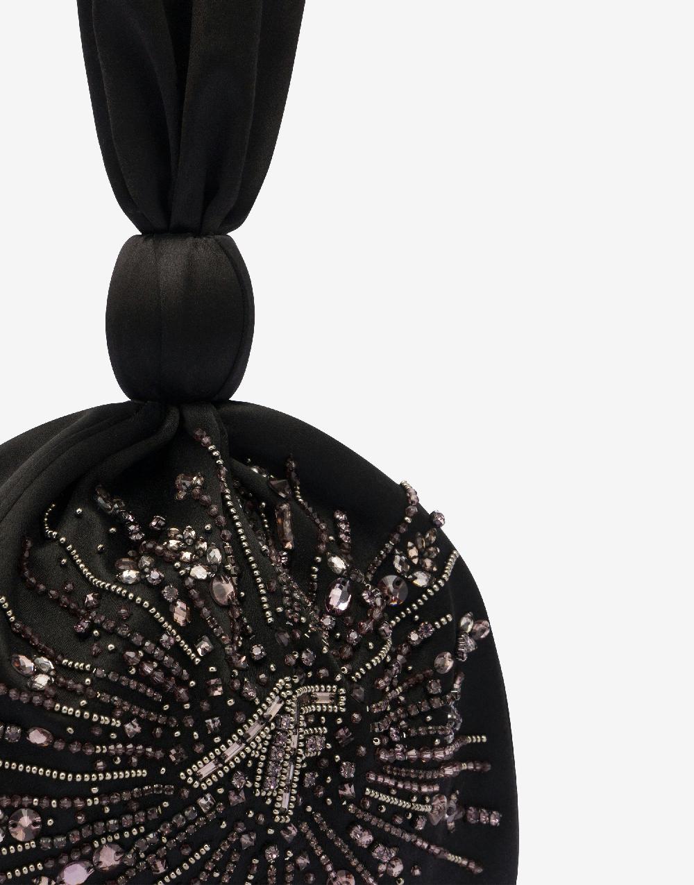 Alberta Ferretti Bucket Bag In Raso Con Ricamo Perline E Strass