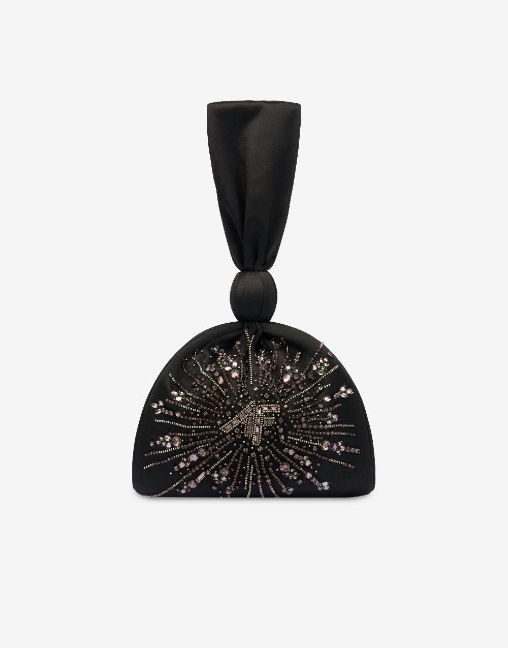 Alberta Ferretti Bucket bag in raso con ricamo perline e strass