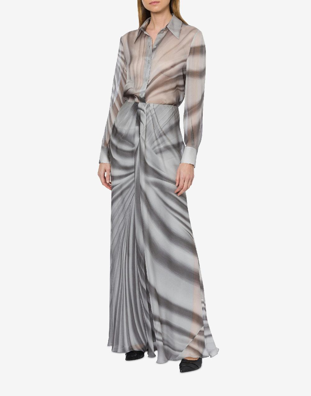 Alberta Ferretti Camicia In Chiffon Con Stampa Drappeggio