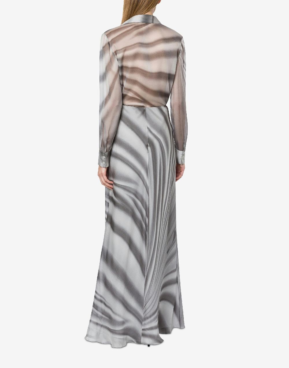 Alberta Ferretti Camicia In Chiffon Con Stampa Drappeggio