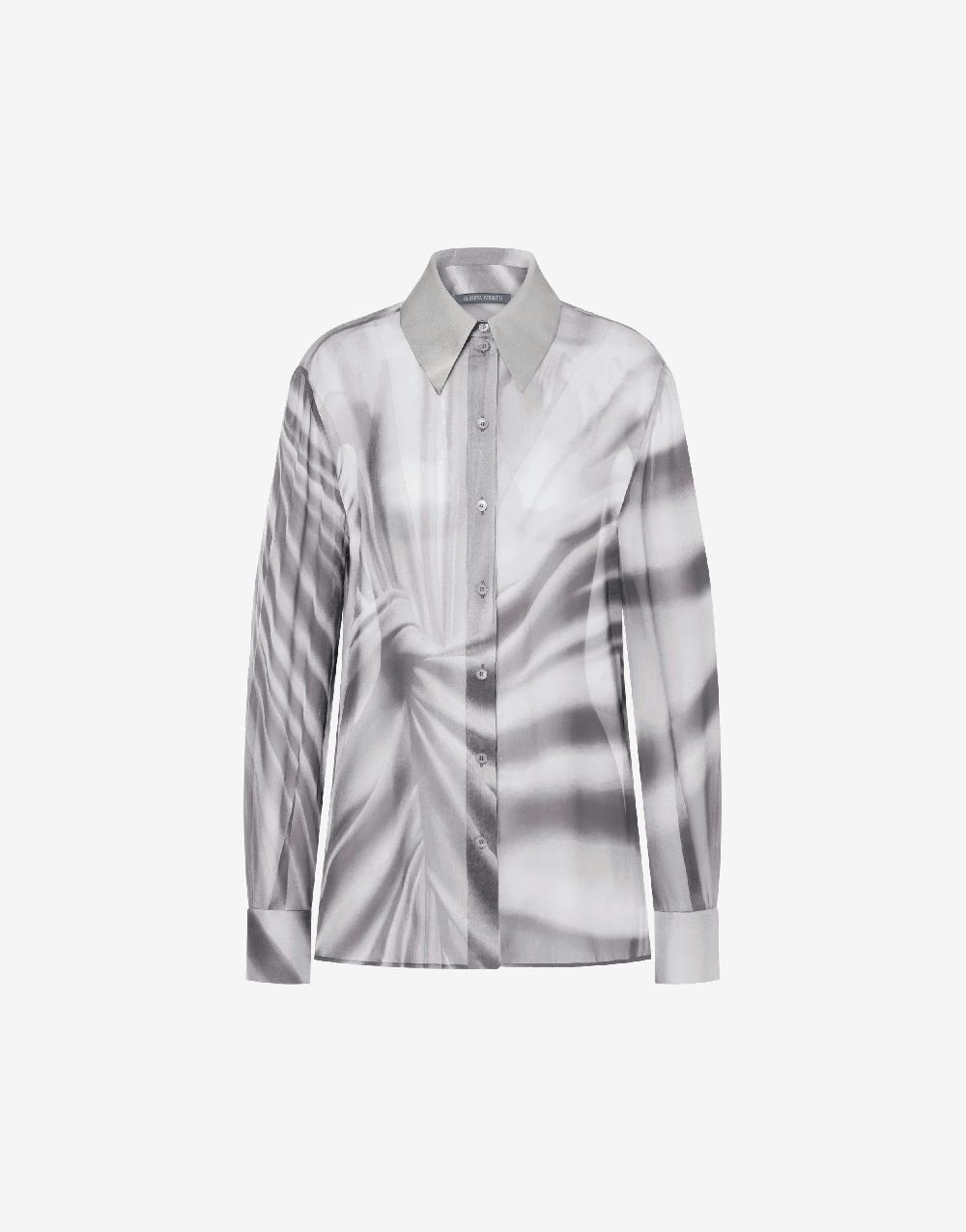 Alberta Ferretti Camicia in chiffon con stampa Drappeggio