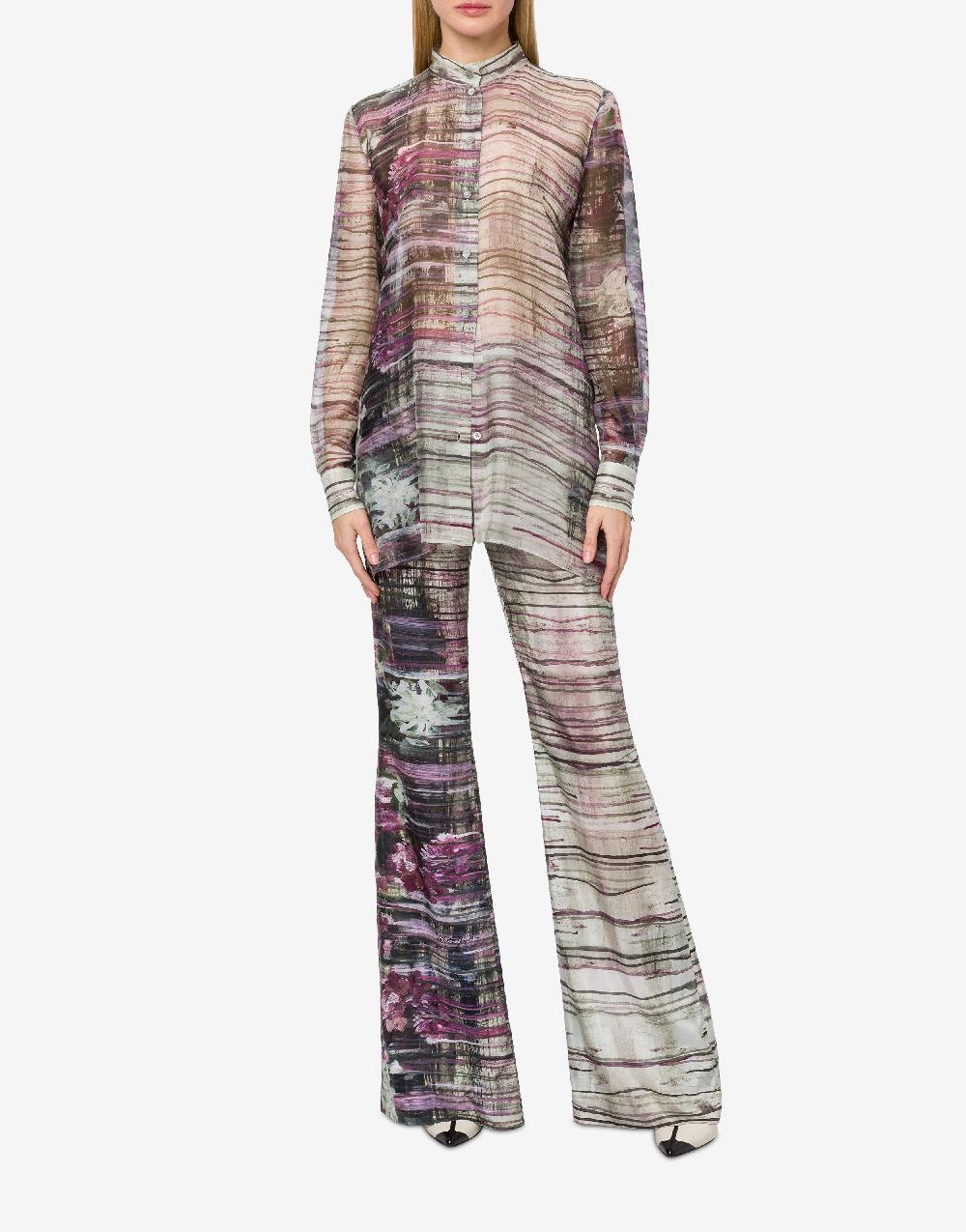 Alberta Ferretti Camicia In Chiffon Con Stampa Dripping Roses