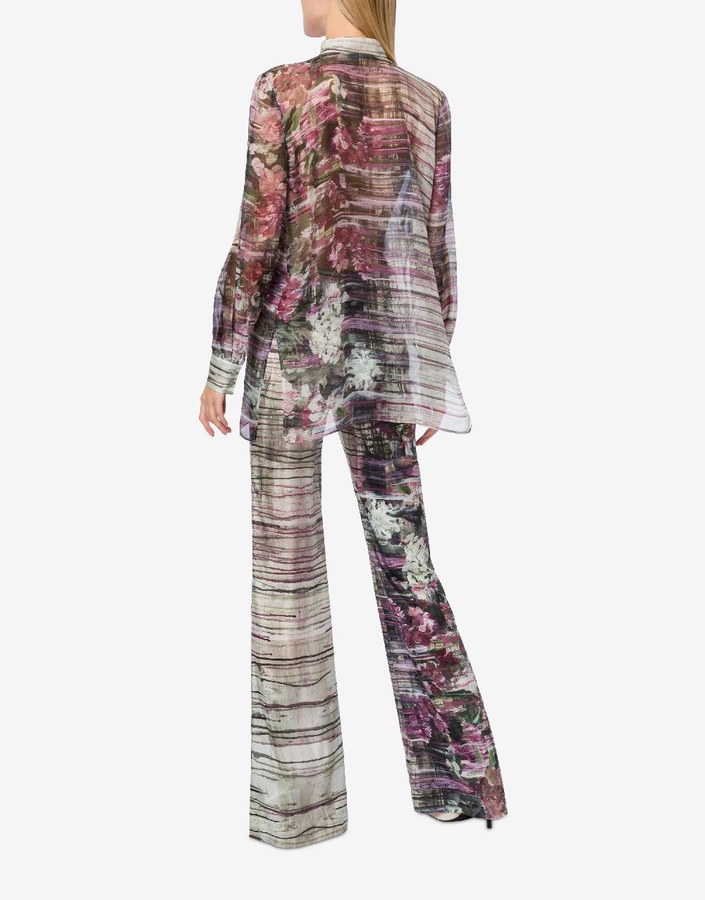 Alberta Ferretti Camicia In Chiffon Con Stampa Dripping Roses