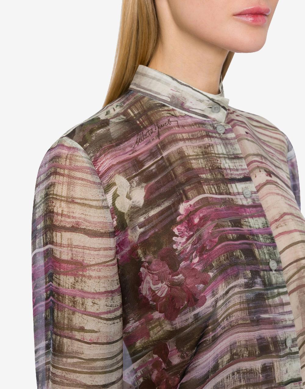 Alberta Ferretti Camicia In Chiffon Con Stampa Dripping Roses