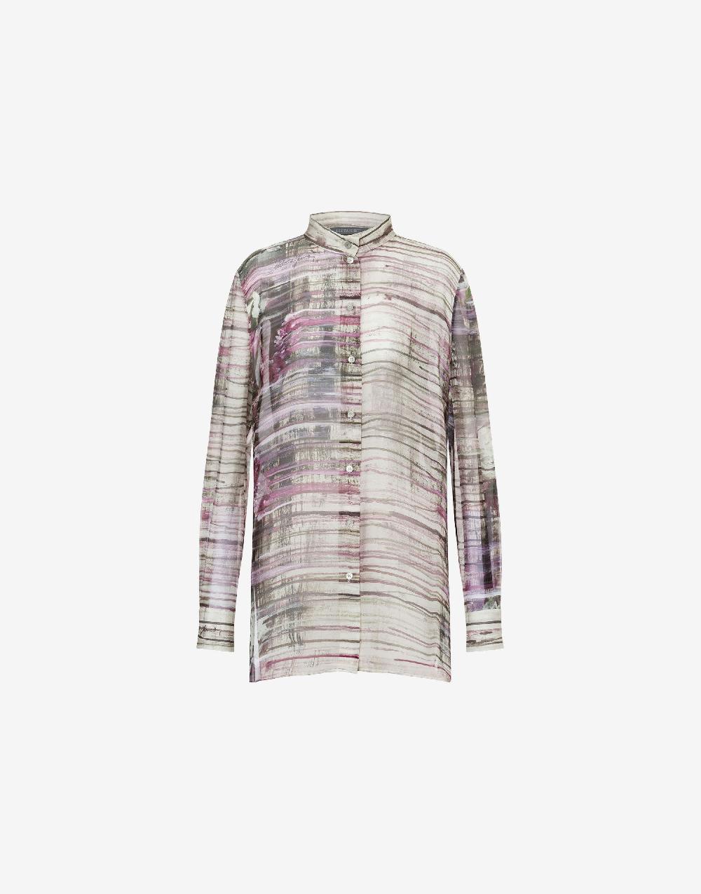 Alberta Ferretti Camicia in chiffon con stampa Dripping Roses