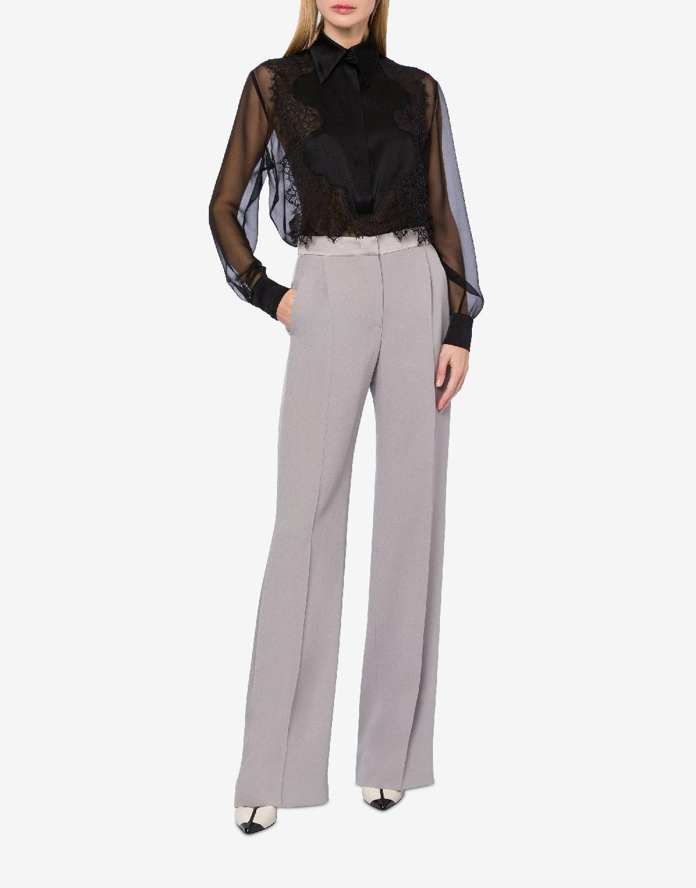 Alberta Ferretti Camicia In Chiffon Organico Con Pizzo