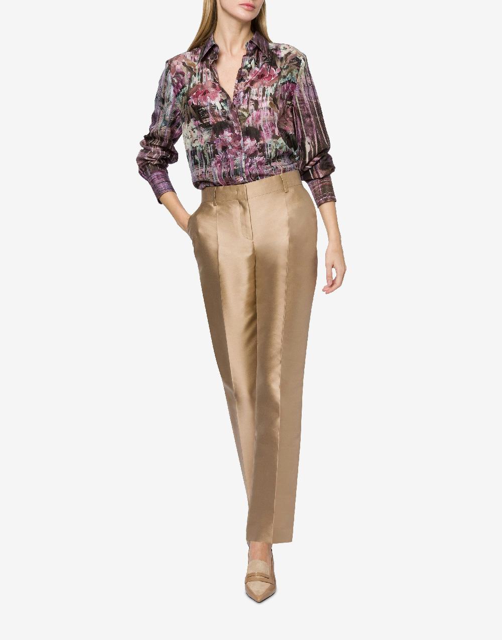 Alberta Ferretti Camicia In Habotai Con Stampa Dripping Roses