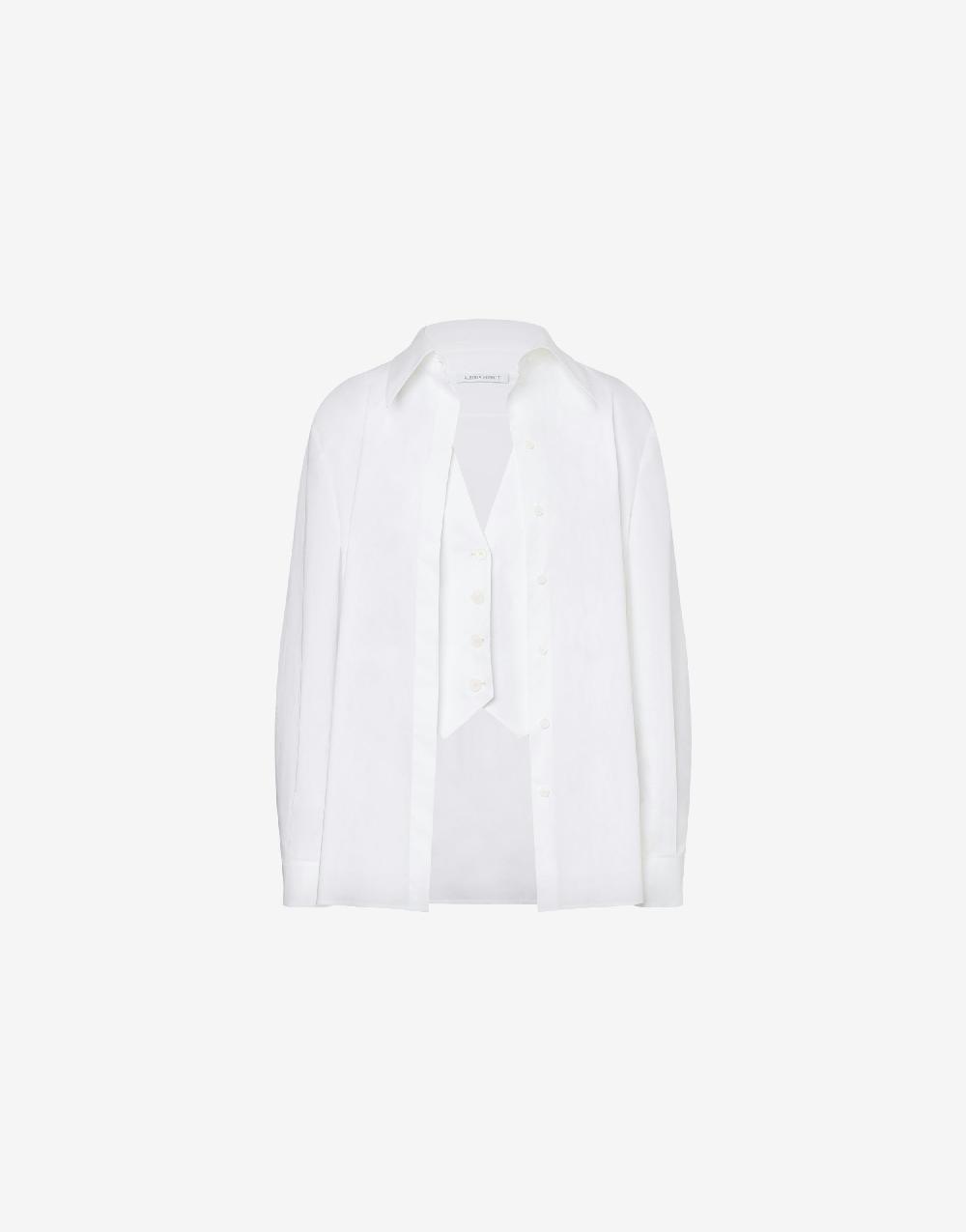 Alberta Ferretti Camicia in popeline stretch con gilet