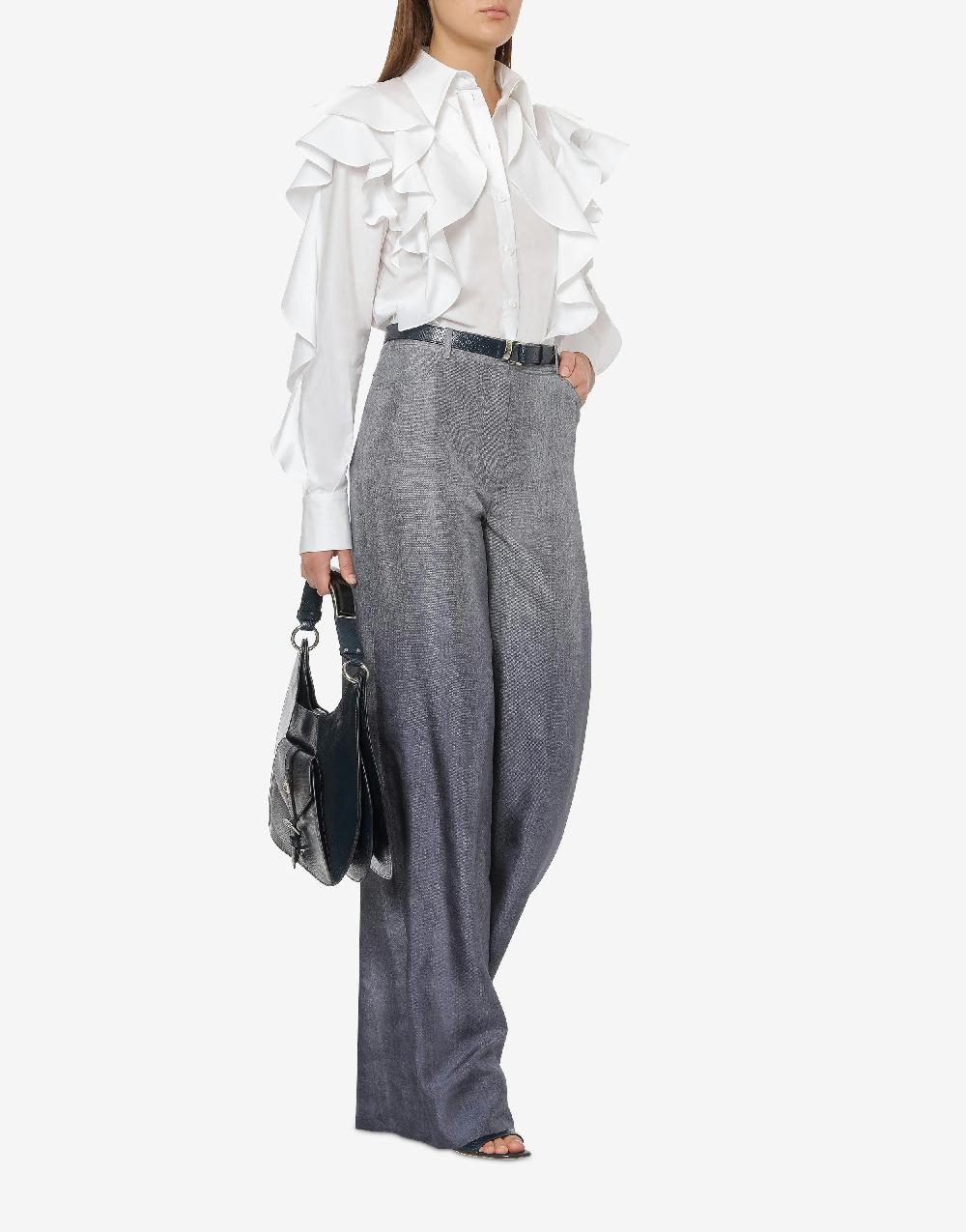 Alberta Ferretti Camicia In Popeline Stretch Con Ruches