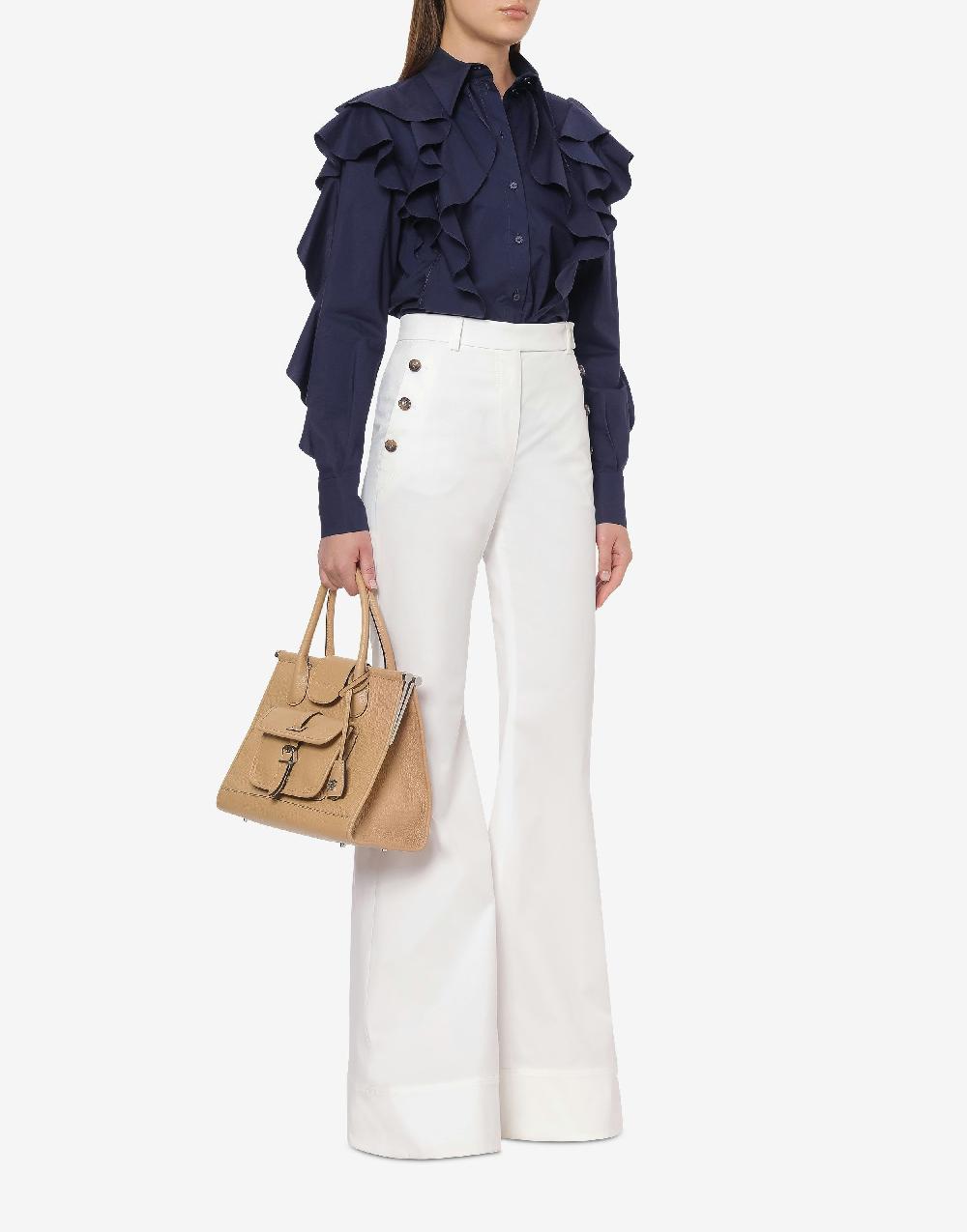 Alberta Ferretti Camicia In Popeline Stretch Con Ruches