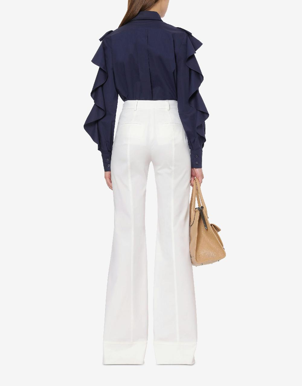 Alberta Ferretti Camicia In Popeline Stretch Con Ruches