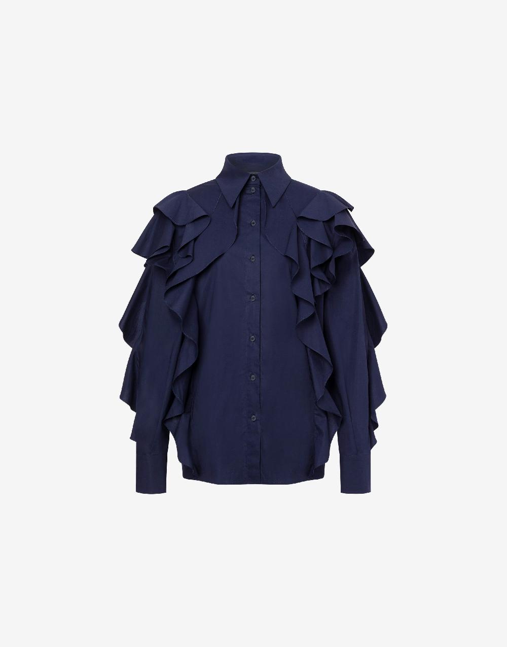 Alberta Ferretti Camicia in popeline stretch con ruches