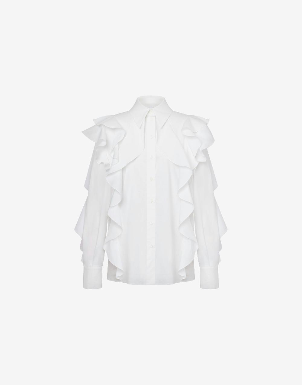 Alberta Ferretti Camicia in popeline stretch con ruches
