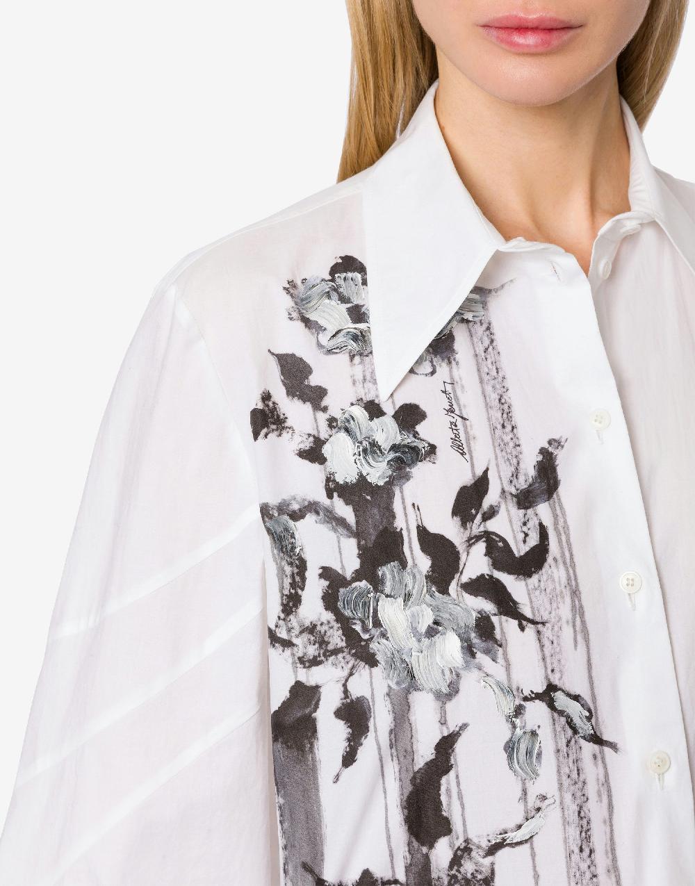 Alberta Ferretti Camicia In Popeline Stretch Dripping Roses