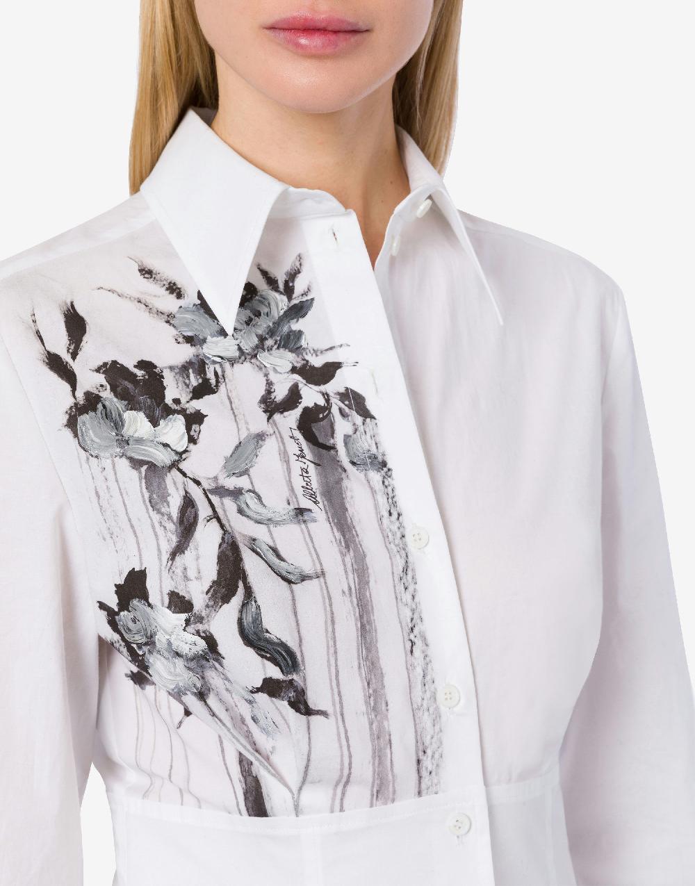 Alberta Ferretti Camicia In Popeline Stretch Dripping Roses