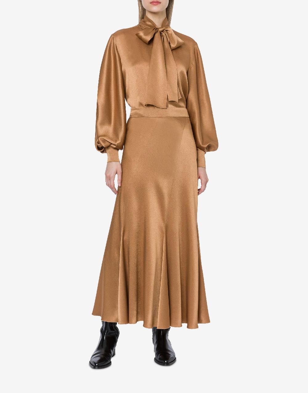 Alberta Ferretti Camicia In Raso Con Collo Lavallière