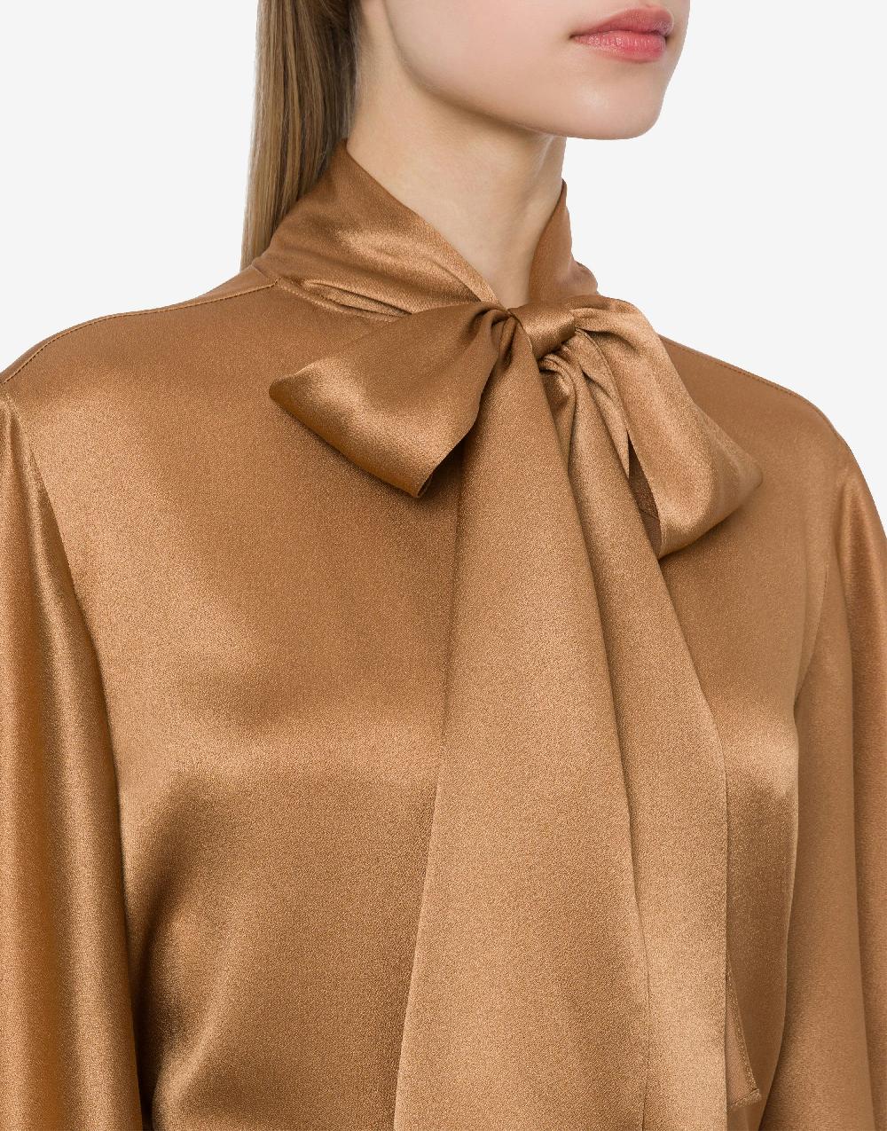 Alberta Ferretti Camicia In Raso Con Collo Lavallière