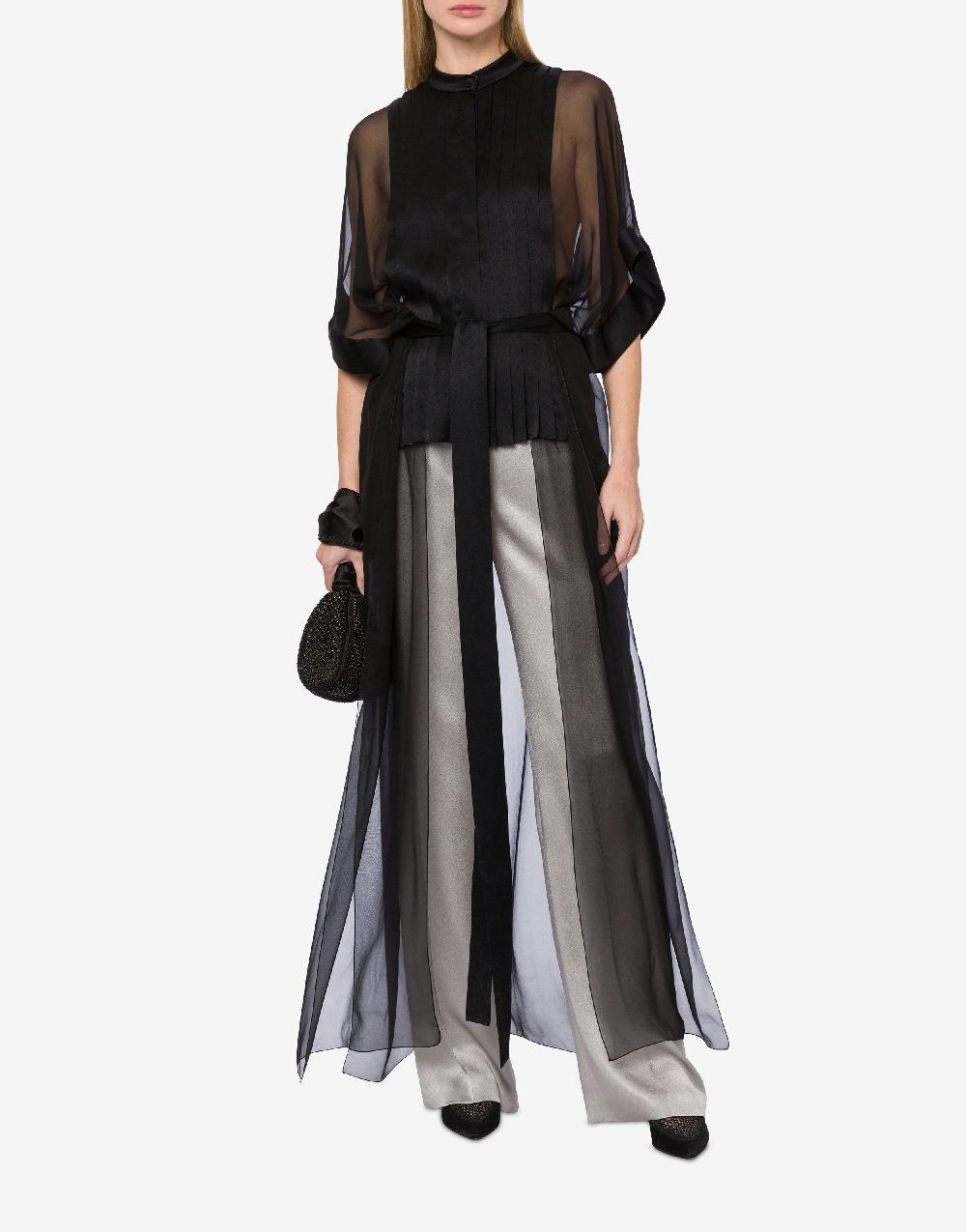 Alberta Ferretti Camicia In Raso E Chiffon Organico