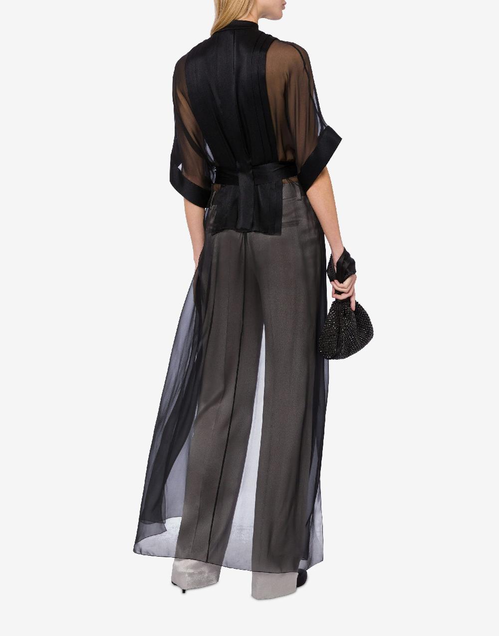 Alberta Ferretti Camicia In Raso E Chiffon Organico