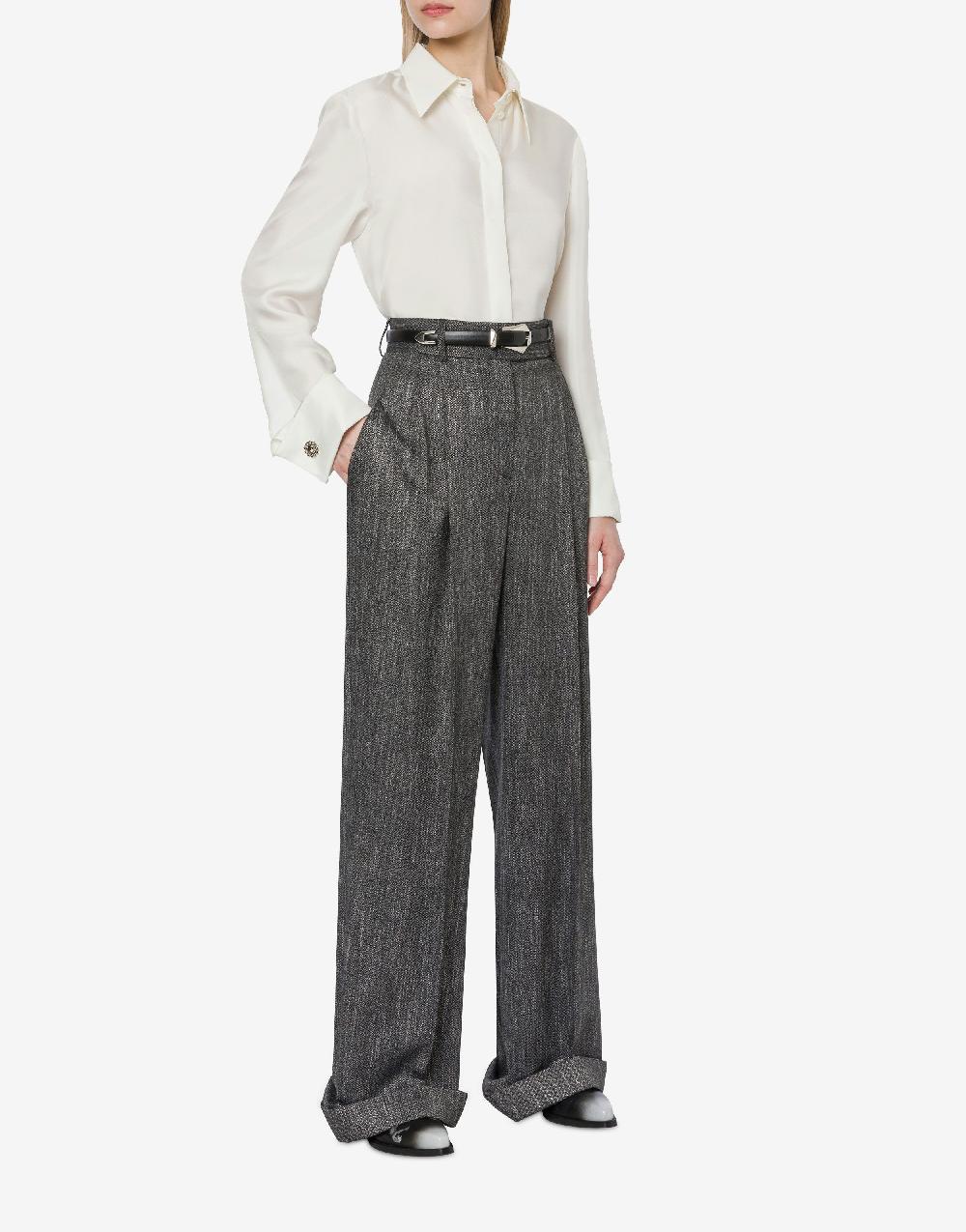 Alberta Ferretti Camicia In Twill Di Seta Con Bottoni Gioiello