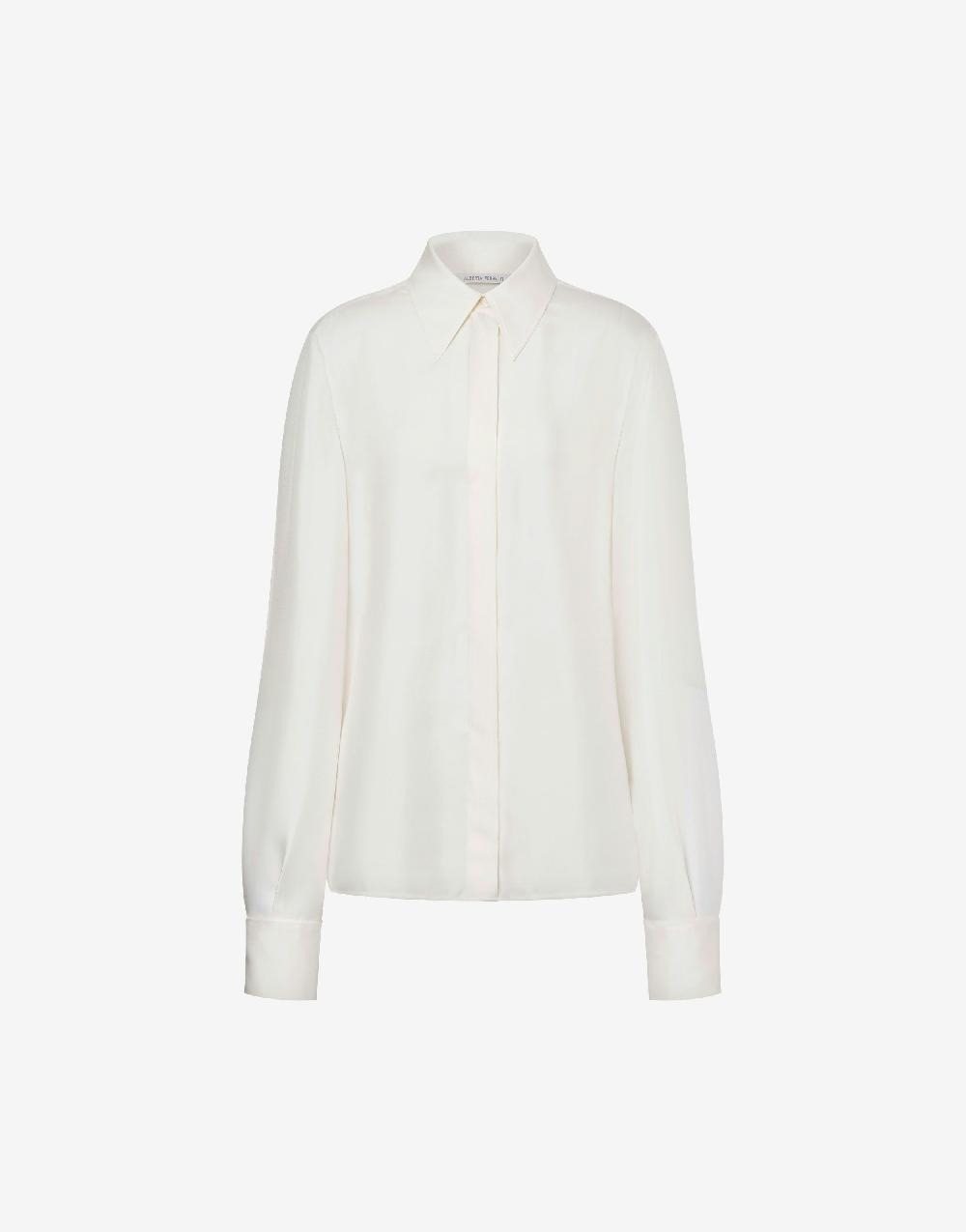 Alberta Ferretti Camicia in twill di seta con bottoni gioiello