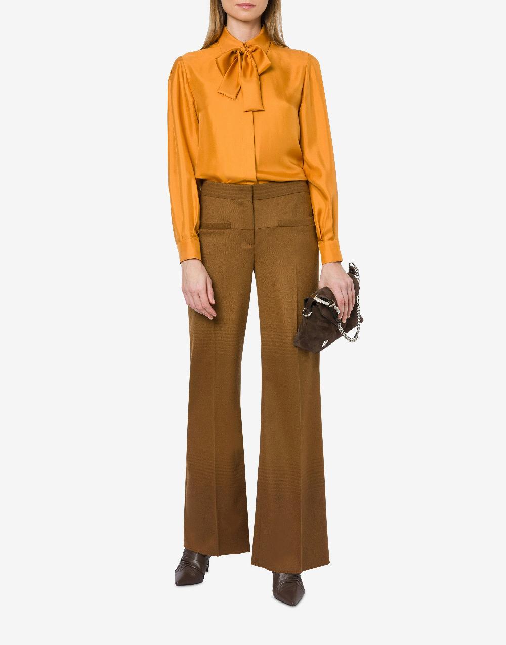 Alberta Ferretti Camicia In Twill Di Seta Con Sciarpina