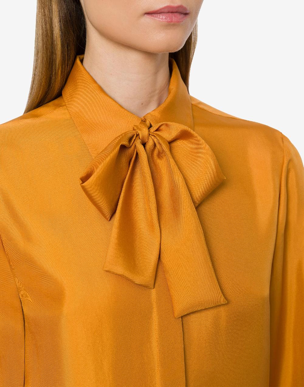 Alberta Ferretti Camicia In Twill Di Seta Con Sciarpina