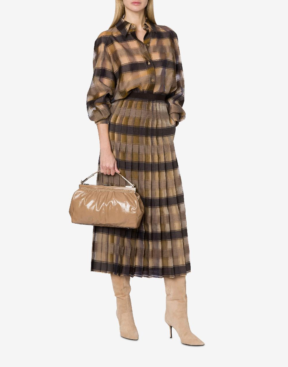 Alberta Ferretti Camicia Oversize In Organza Check Lana Seta