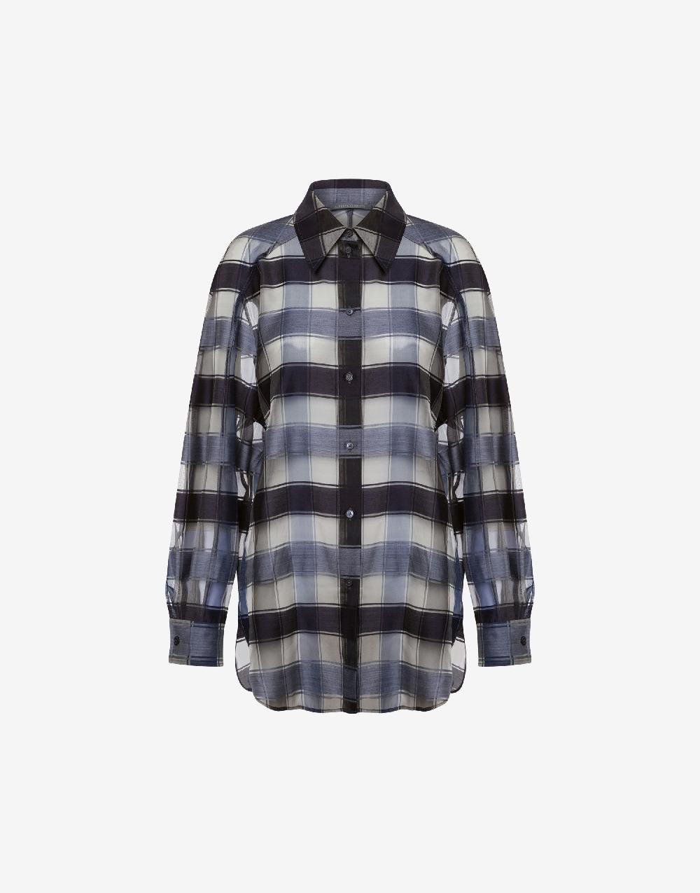 Alberta Ferretti Camicia oversize in organza check lana seta