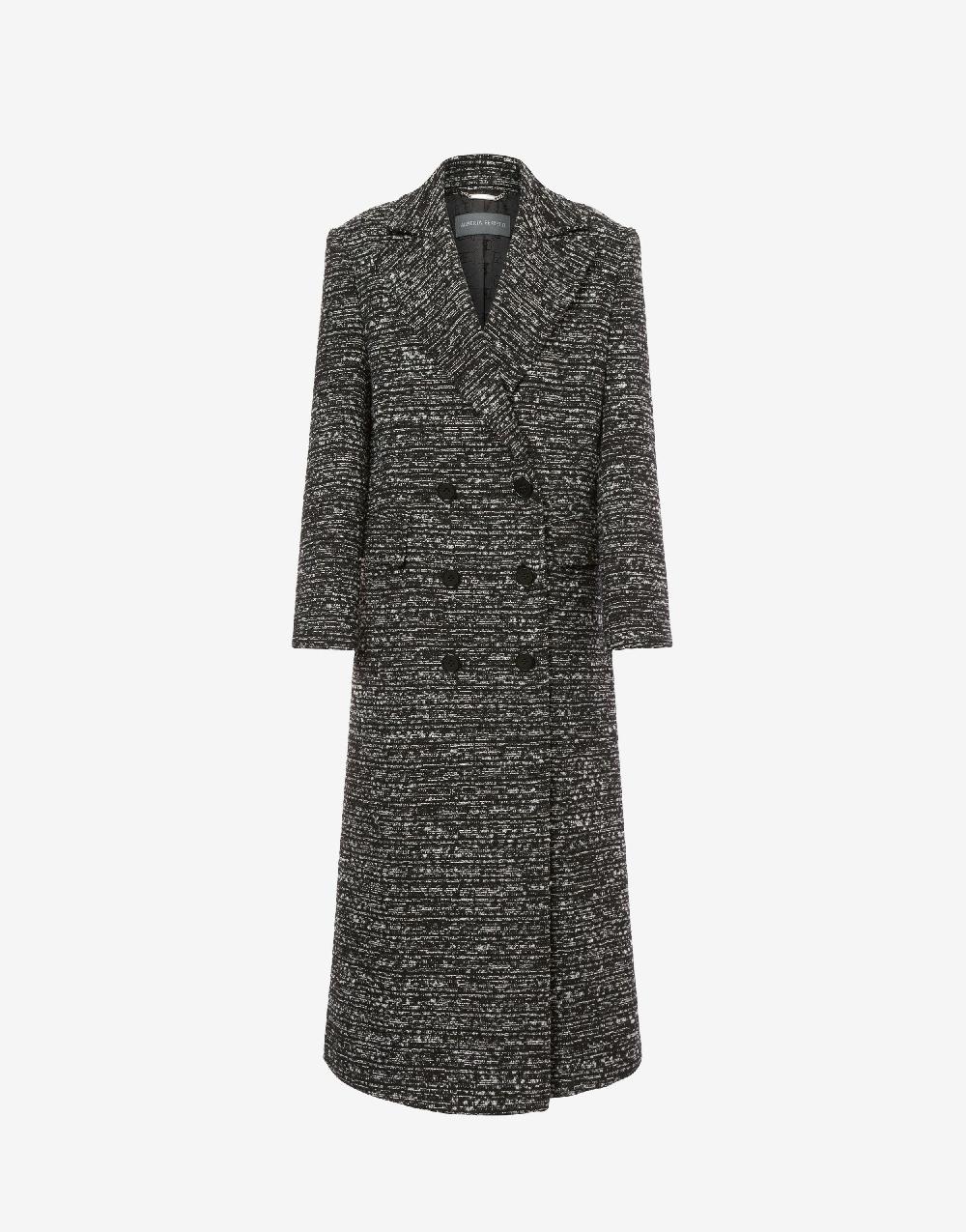 Alberta Ferretti Cappotto doppiopetto in tweed bottonato