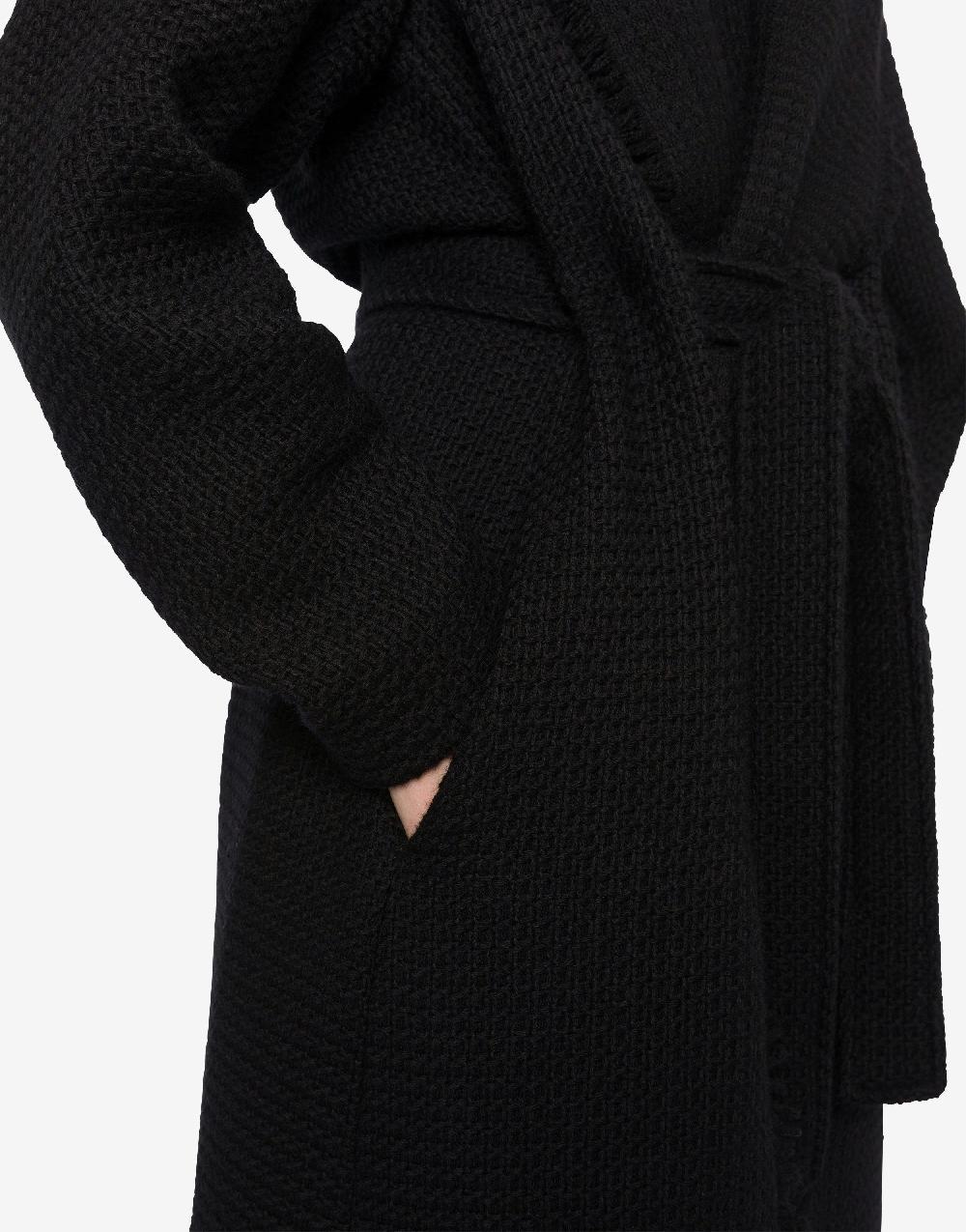 Alberta Ferretti Cappotto In Stuoia Di Lana Con Frange