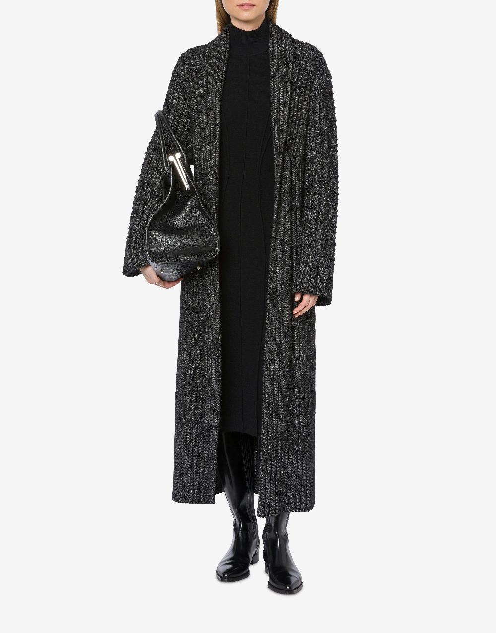 Alberta Ferretti Cardigan Lungo In Fettuccia Lana Cotone