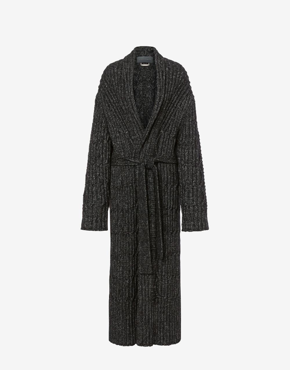 Alberta Ferretti Cardigan lungo in fettuccia lana cotone