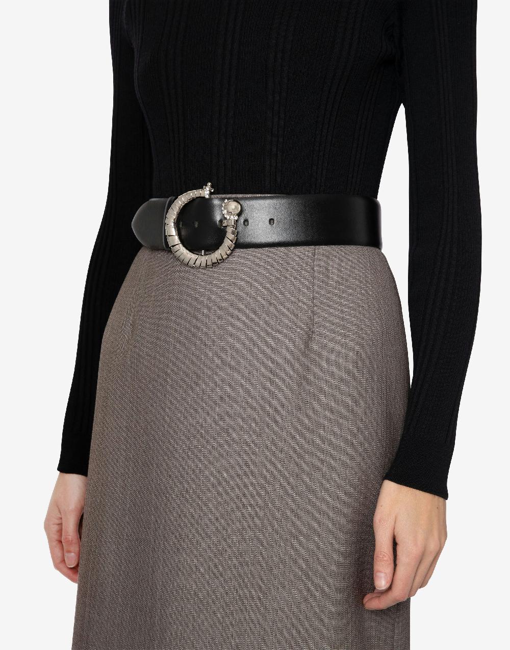 Alberta Ferretti Cintura In Vitello Con Maxi Fibbia