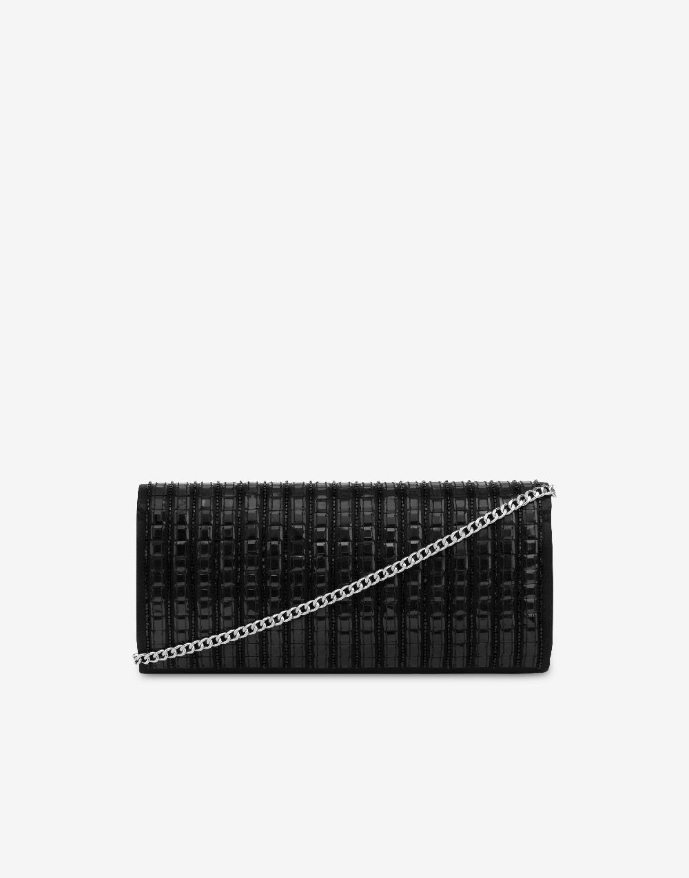 Alberta Ferretti Clutch In Raso Con Ricamo Effetto Gessato
