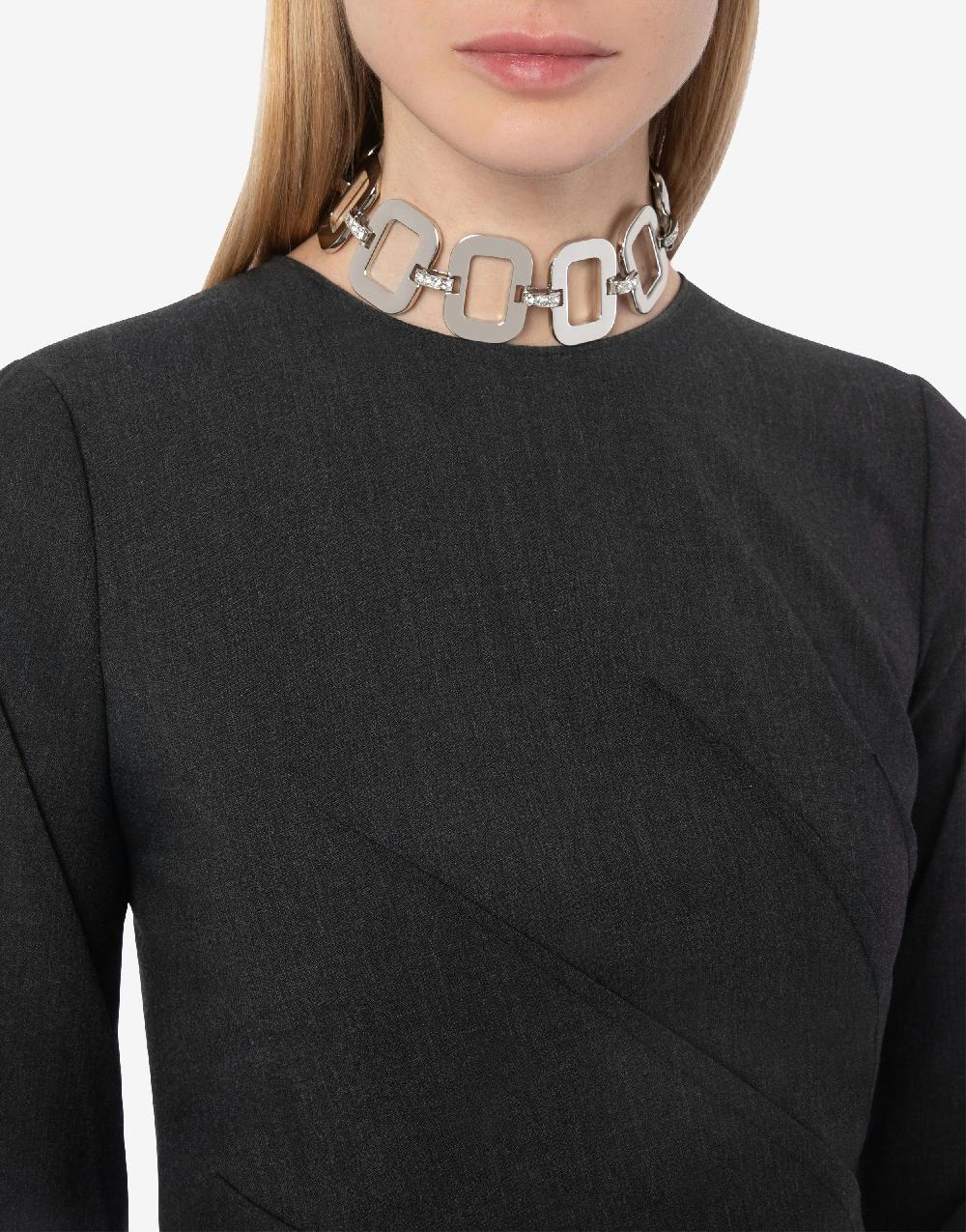 Alberta Ferretti Collana Girocollo In Metallo Con Strass