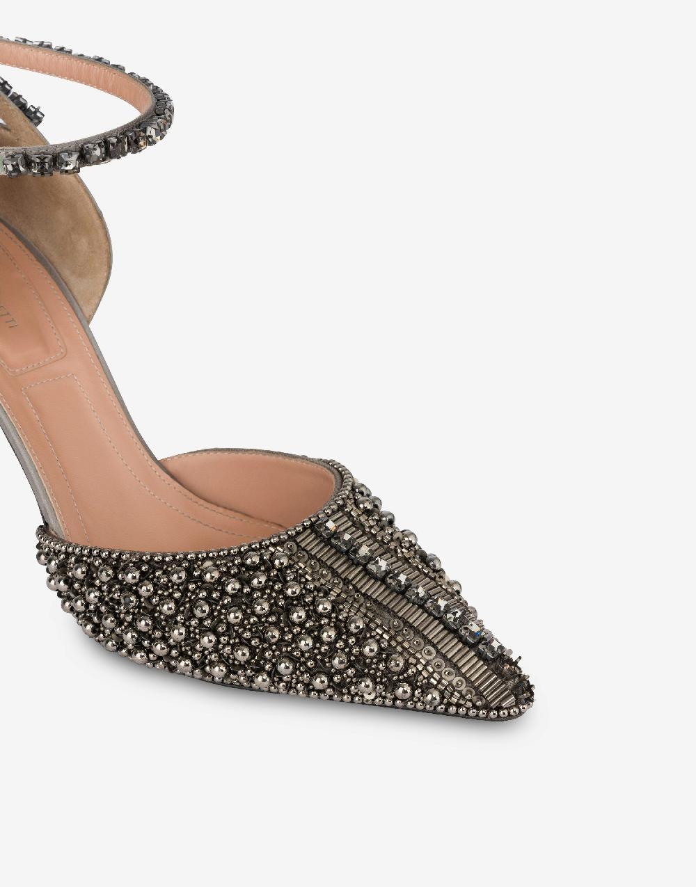 Alberta Ferretti Décolleté D'Orsay In Raso Con Ricamo Perline E Strass