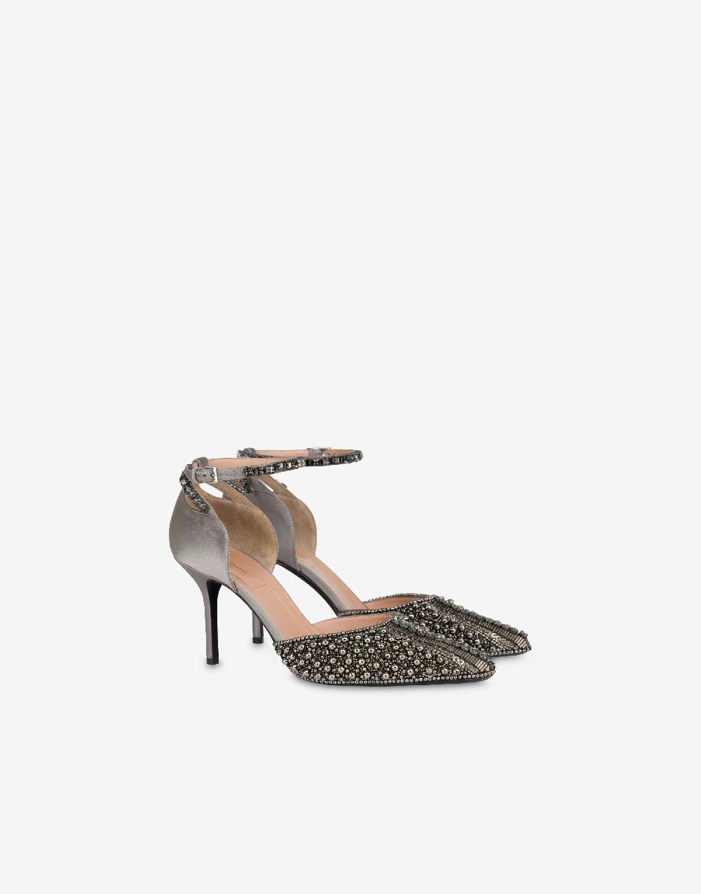 Alberta Ferretti Décolleté d'Orsay in raso con ricamo perline e strass