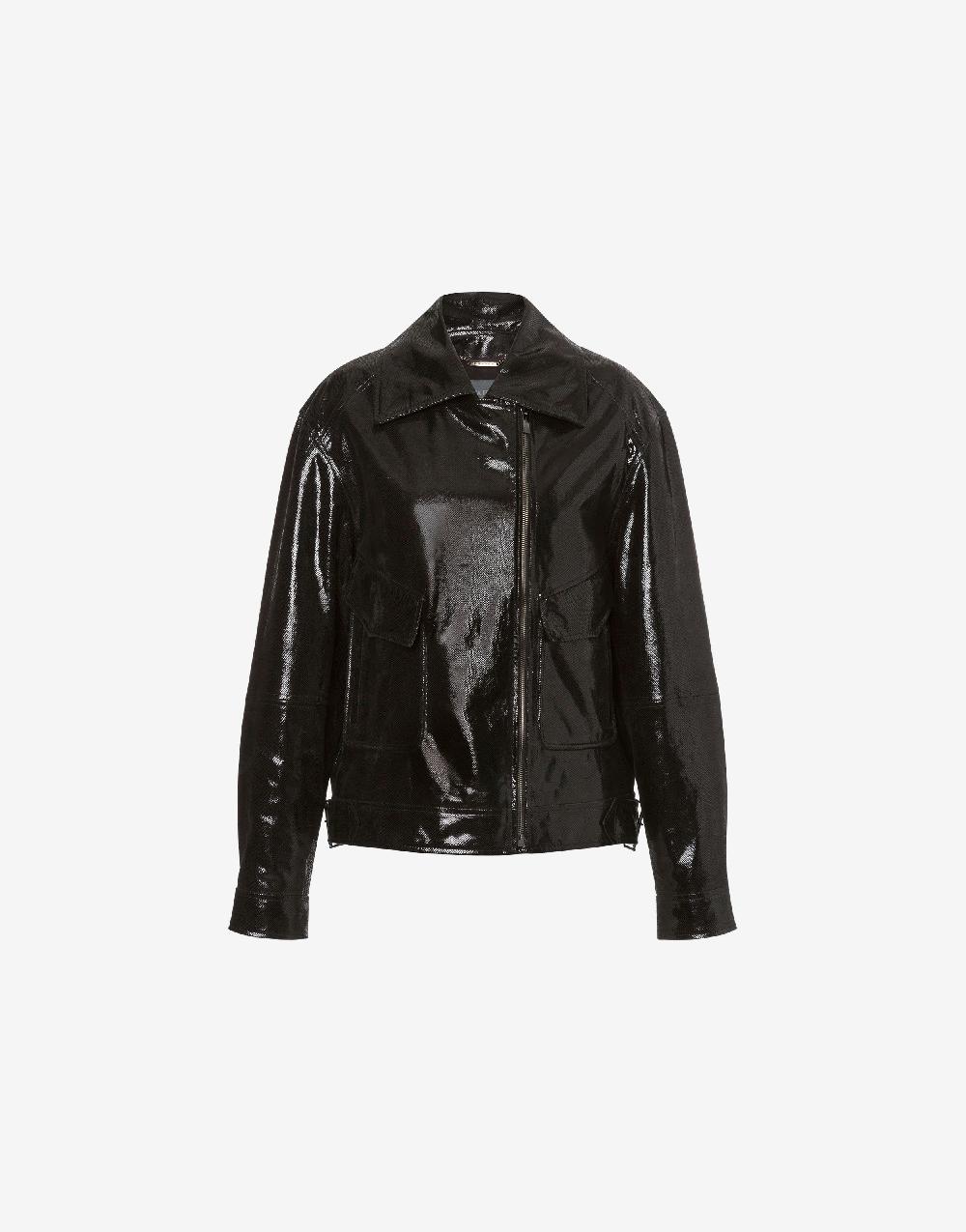 Alberta Ferretti Giacca biker in suede stampa Snake