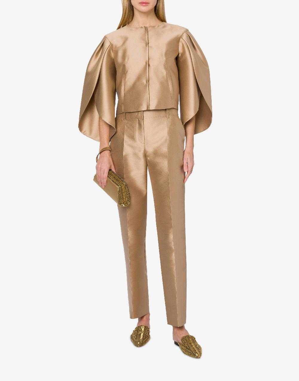 Alberta Ferretti Giacca Corta In Mikado Con Maniche Tulipano