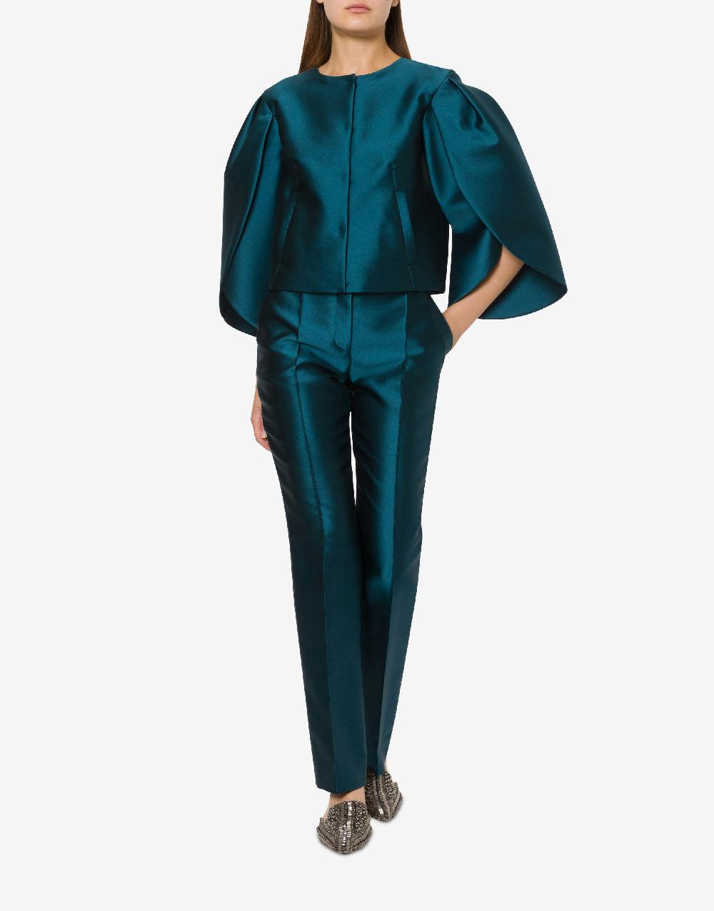 Alberta Ferretti Giacca Corta In Mikado Con Maniche Tulipano