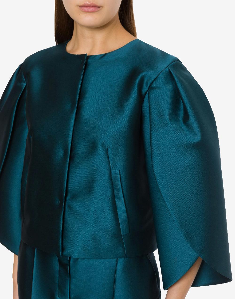 Alberta Ferretti Giacca Corta In Mikado Con Maniche Tulipano