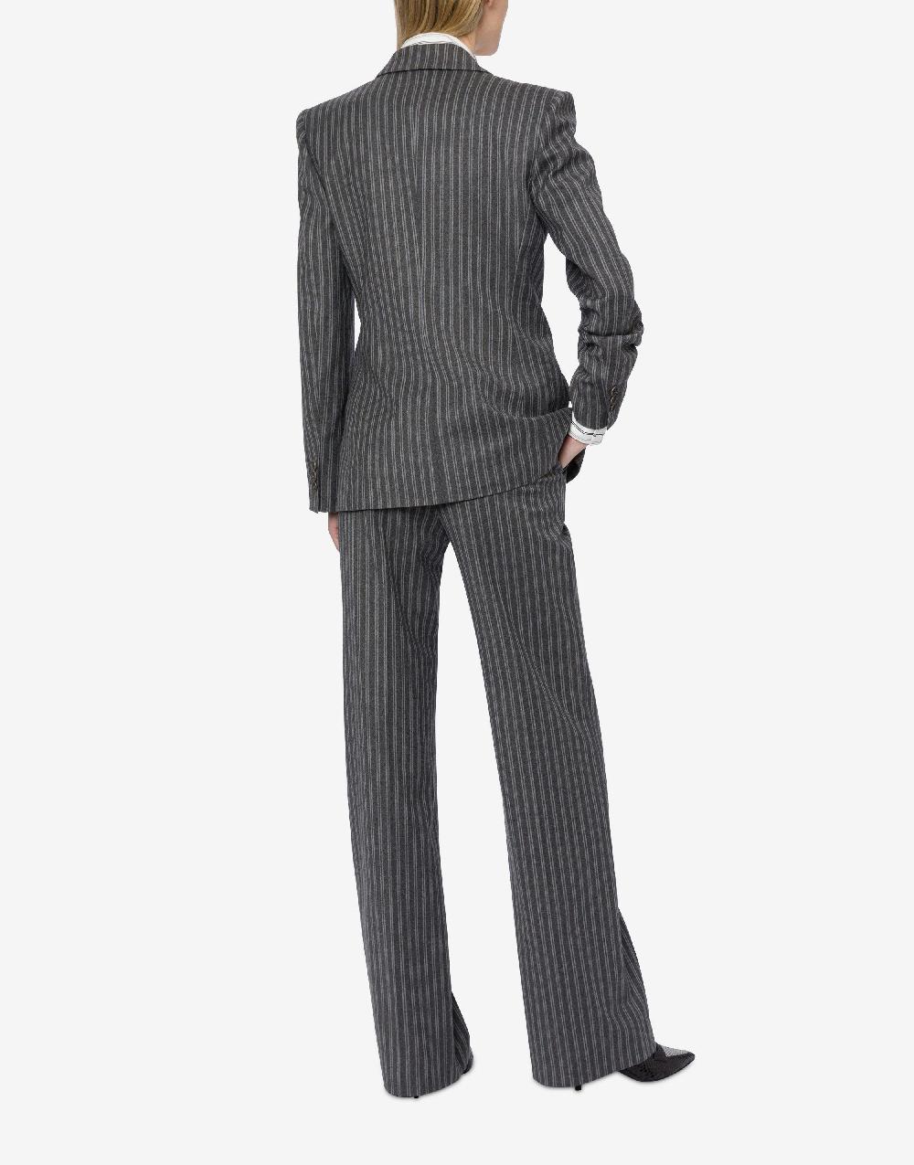 Alberta Ferretti Giacca Doppiopetto In Flanella Rigata Stretch