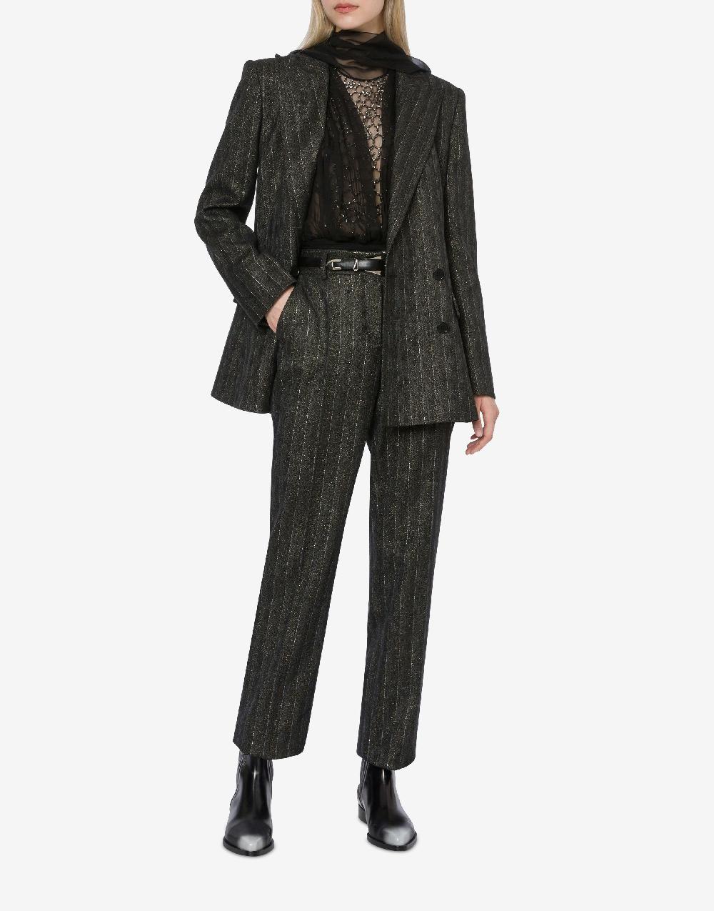 Alberta Ferretti Giacca Doppiopetto In Gessato Lurex