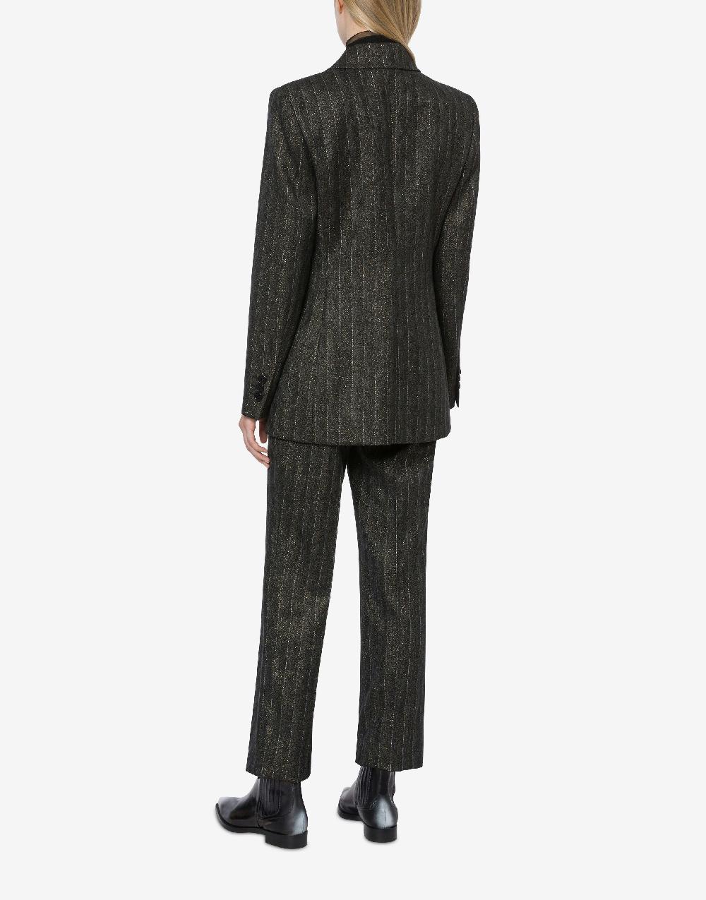 Alberta Ferretti Giacca Doppiopetto In Gessato Lurex