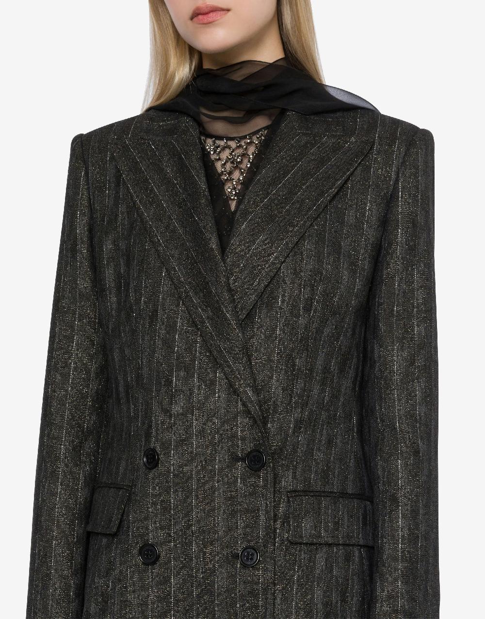 Alberta Ferretti Giacca Doppiopetto In Gessato Lurex