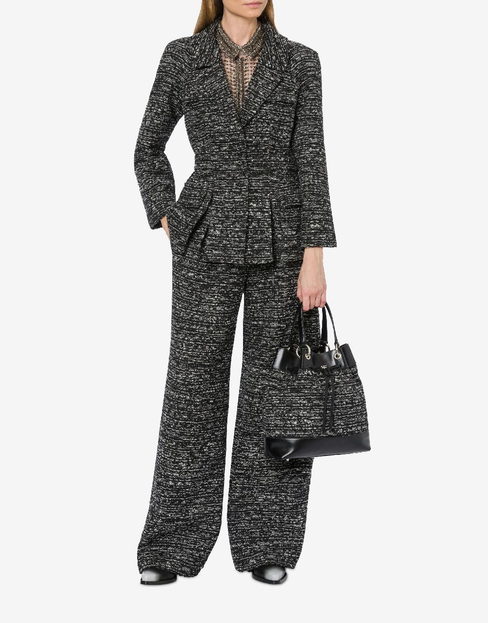 Alberta Ferretti Giacca In Tweed Bottonato Con Spacchi