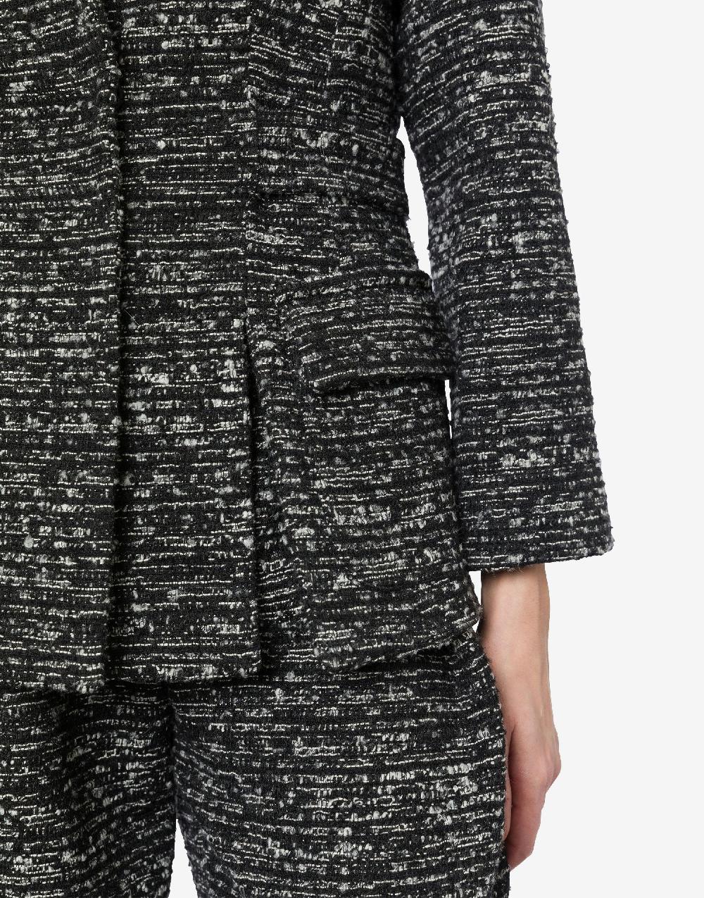 Alberta Ferretti Giacca In Tweed Bottonato Con Spacchi