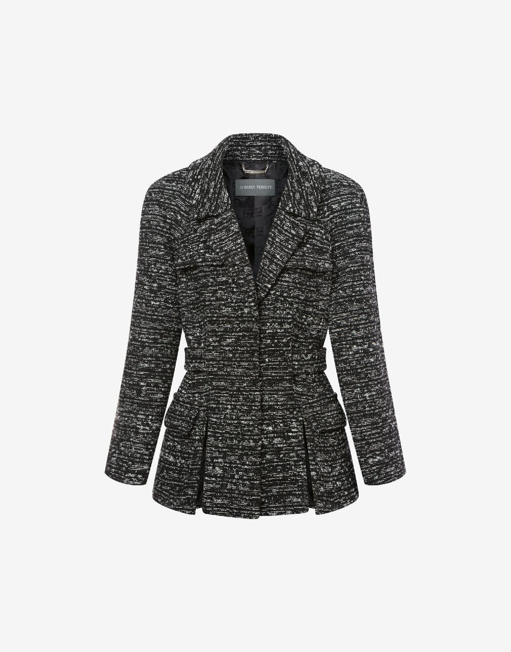 Alberta Ferretti Giacca in tweed bottonato con spacchi