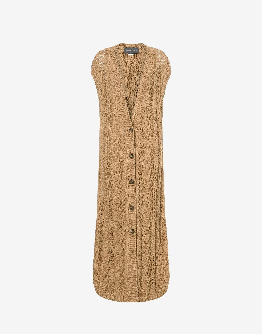 Alberta Ferretti Gilet lungo in maglia di lana e cashmere